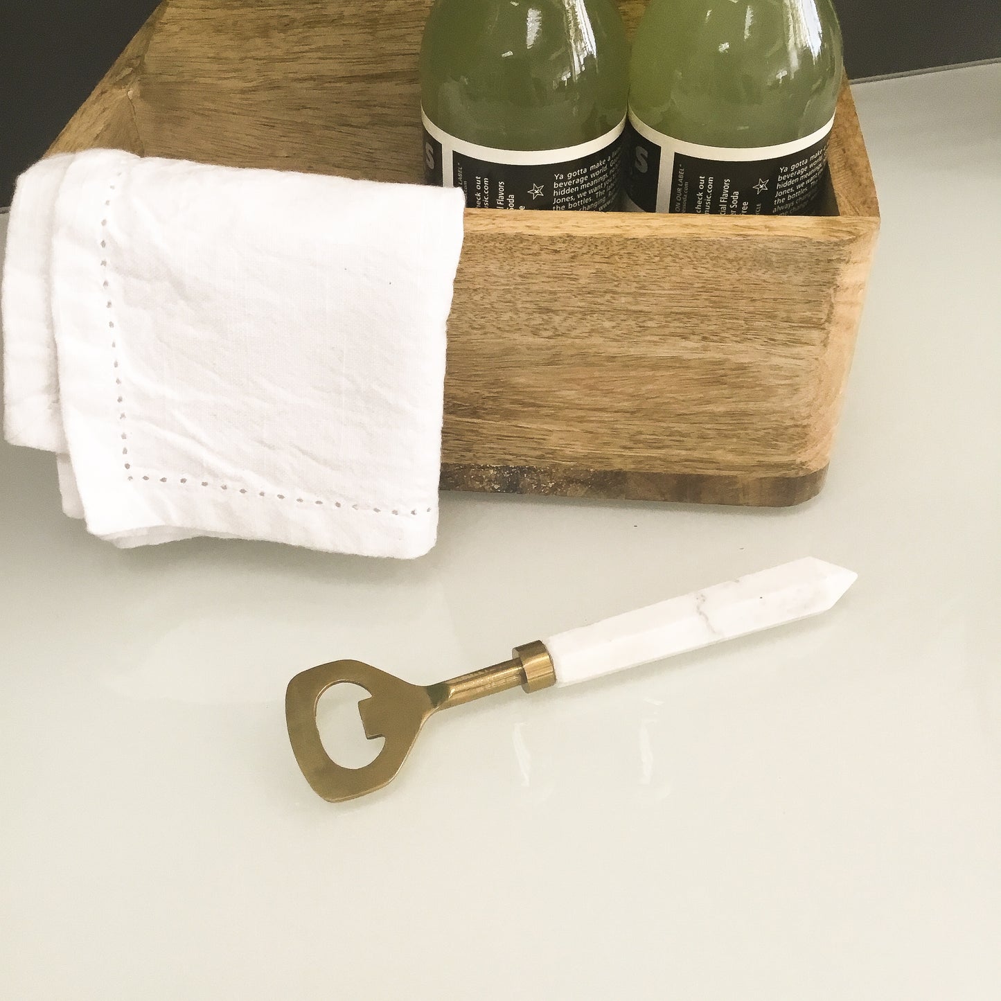 Bottle Opener Marble Handle