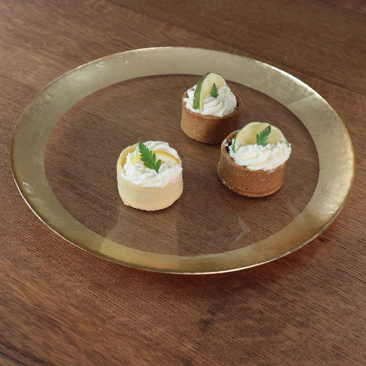 Glass New Orleans Lg Platter-Clear Gold