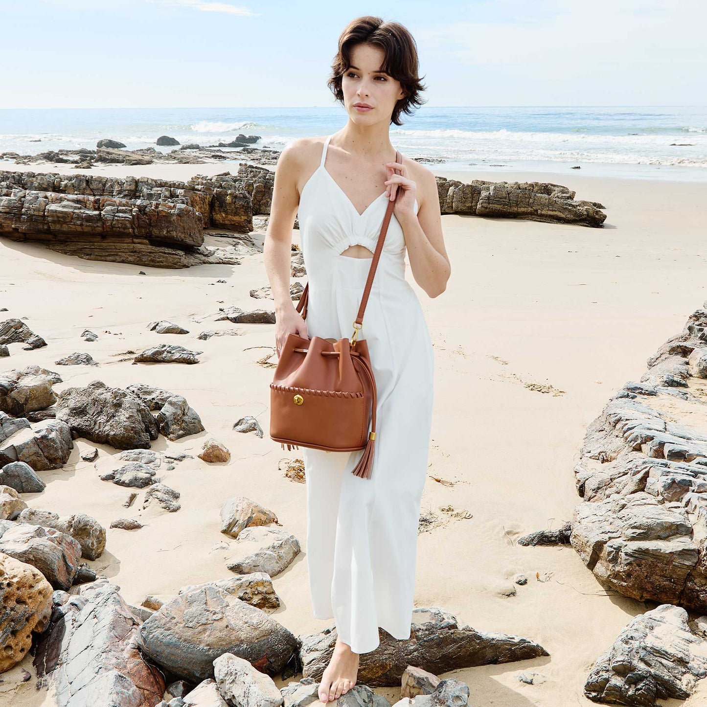 Janae Bone Recycled Vegan Leather Top Handle Bag
