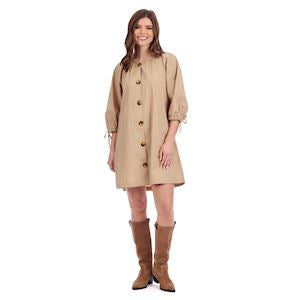 Pheebes Button Down Dress Tan