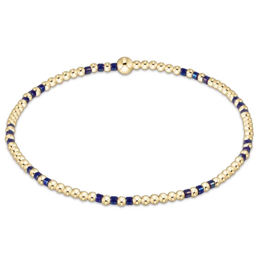 Hope Sincerity Pattern 2mm Bead Bracelet-Blue Metallic