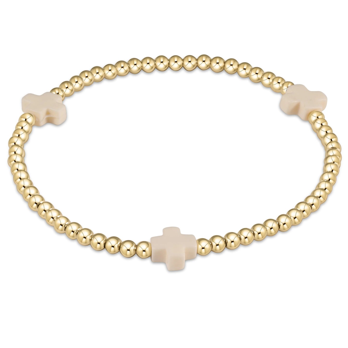 Signature Cross 3mm Gold Bracelet- Off White