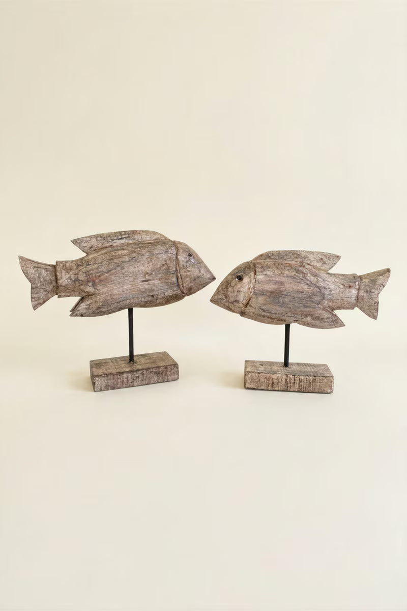 Recycled Wood Fish on Stands