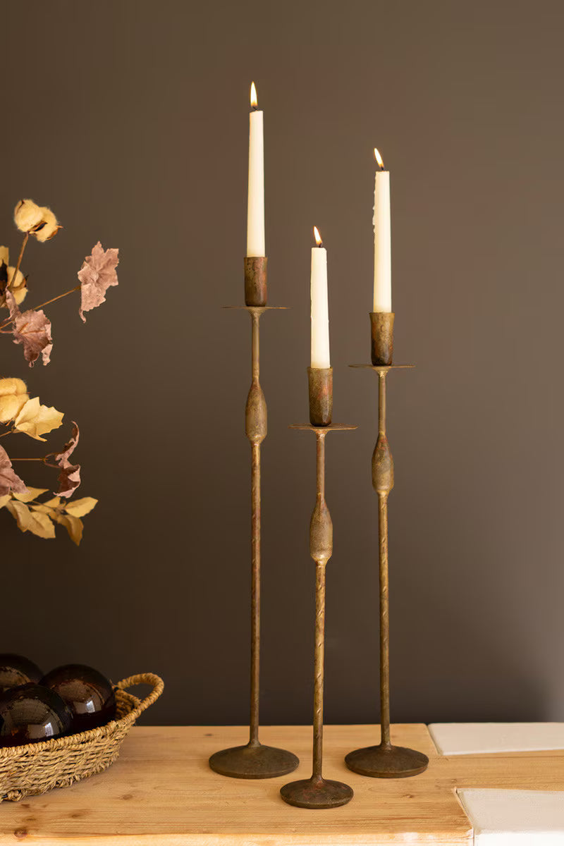 Forged-Iron Taper Candle Holders