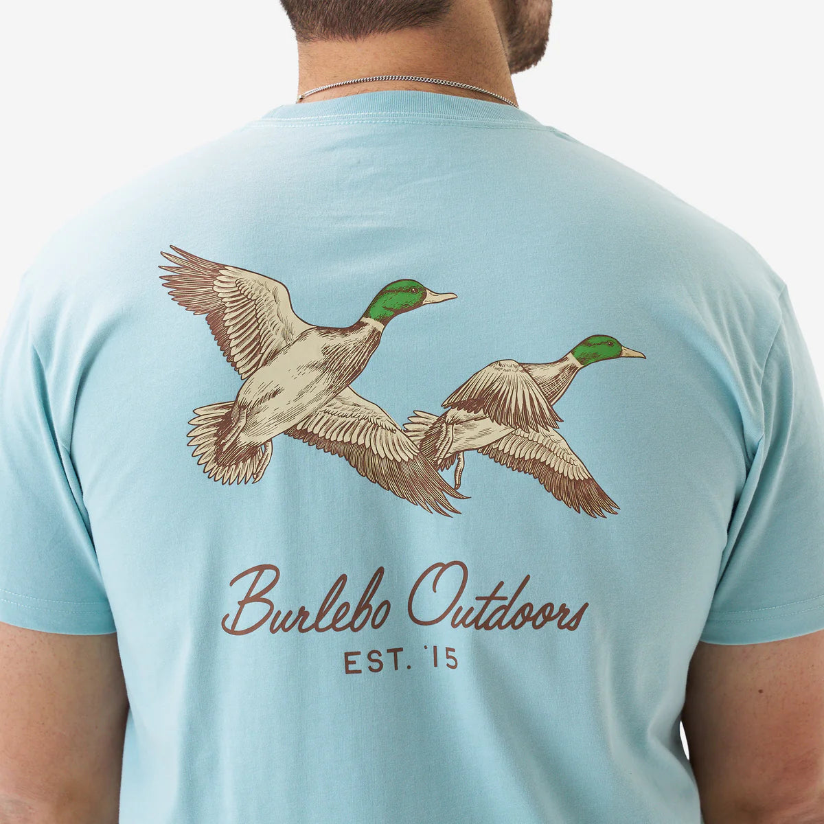 Adult SS Tee - Flying Mallard Heather Sky Blue