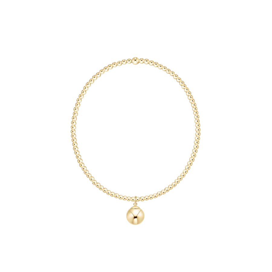 Classic Gold 2mm Bracelet- Classic Gold 8mm Charm
