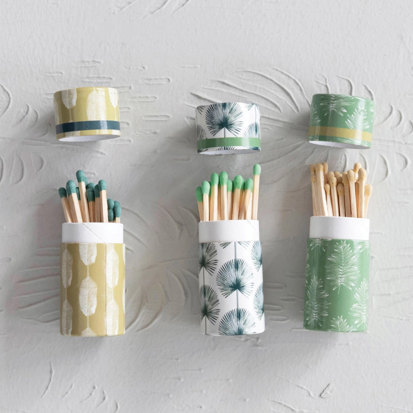 Safety Matches in Tube Matchbox w/Leaves Print