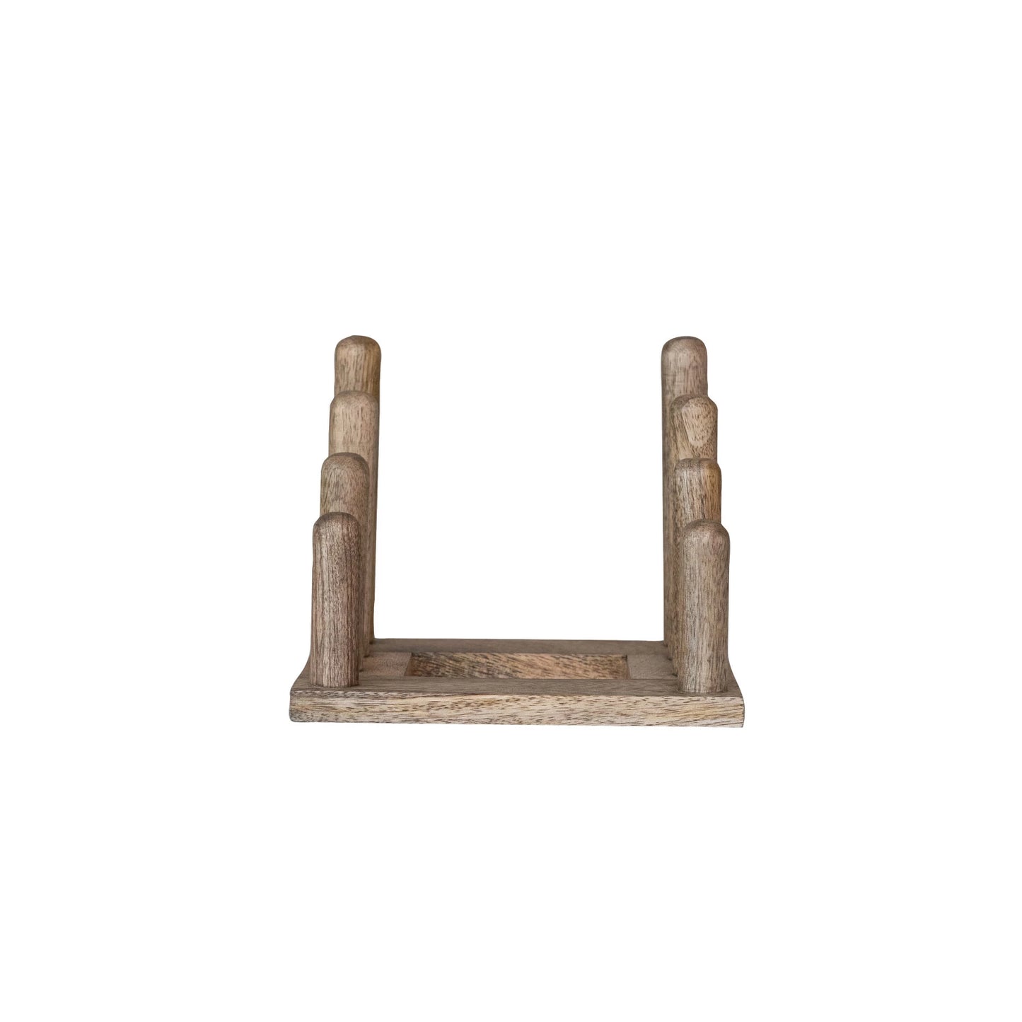 Mango Wood Plate Stand with 3 Sections, Natural