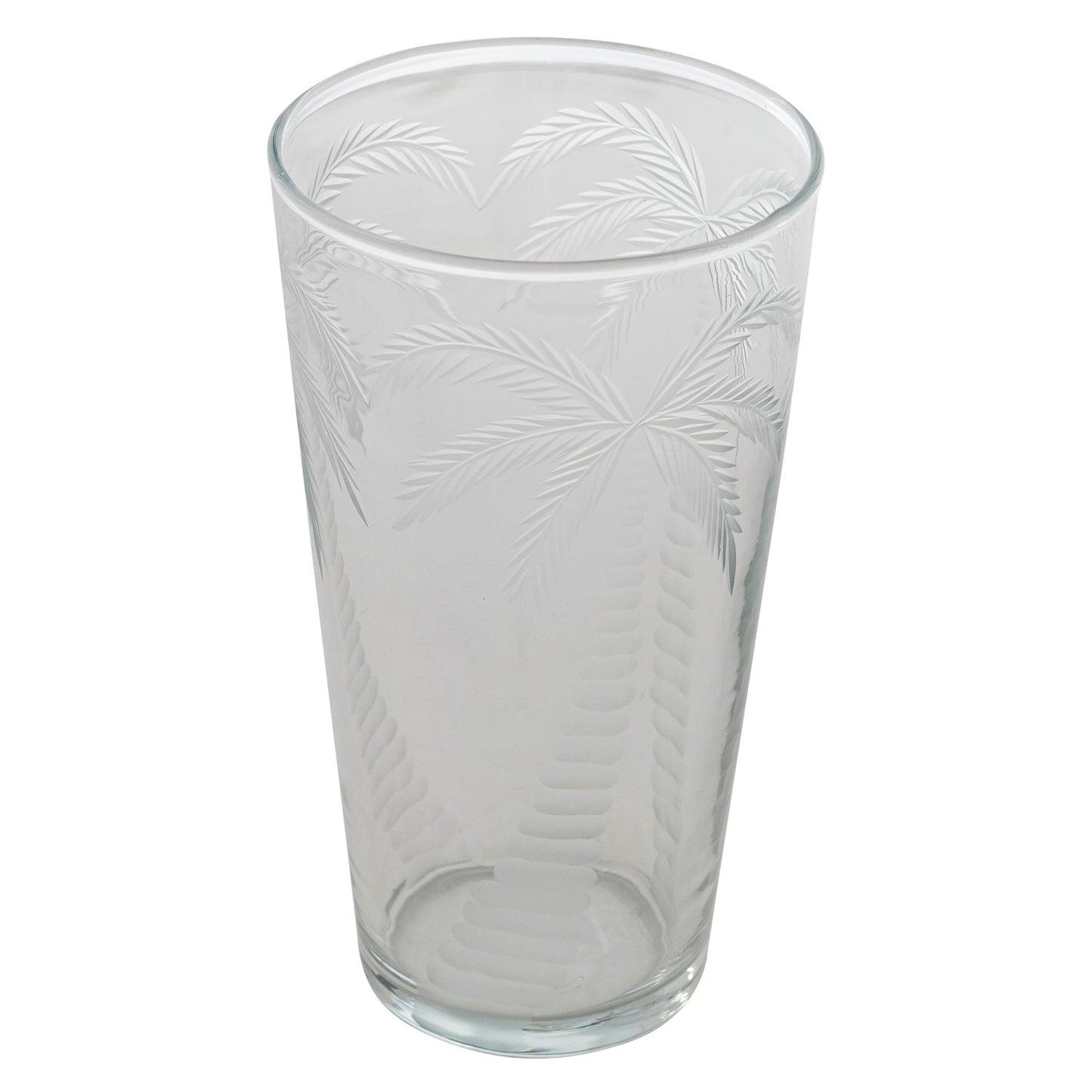 Etched Drinking Glass with Palm Trees
