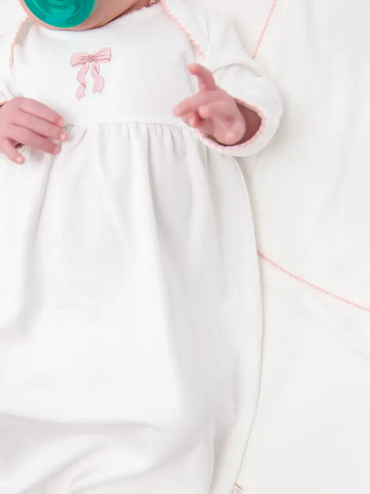 Bow - Pip Embroidered Gown- 3-6 Months