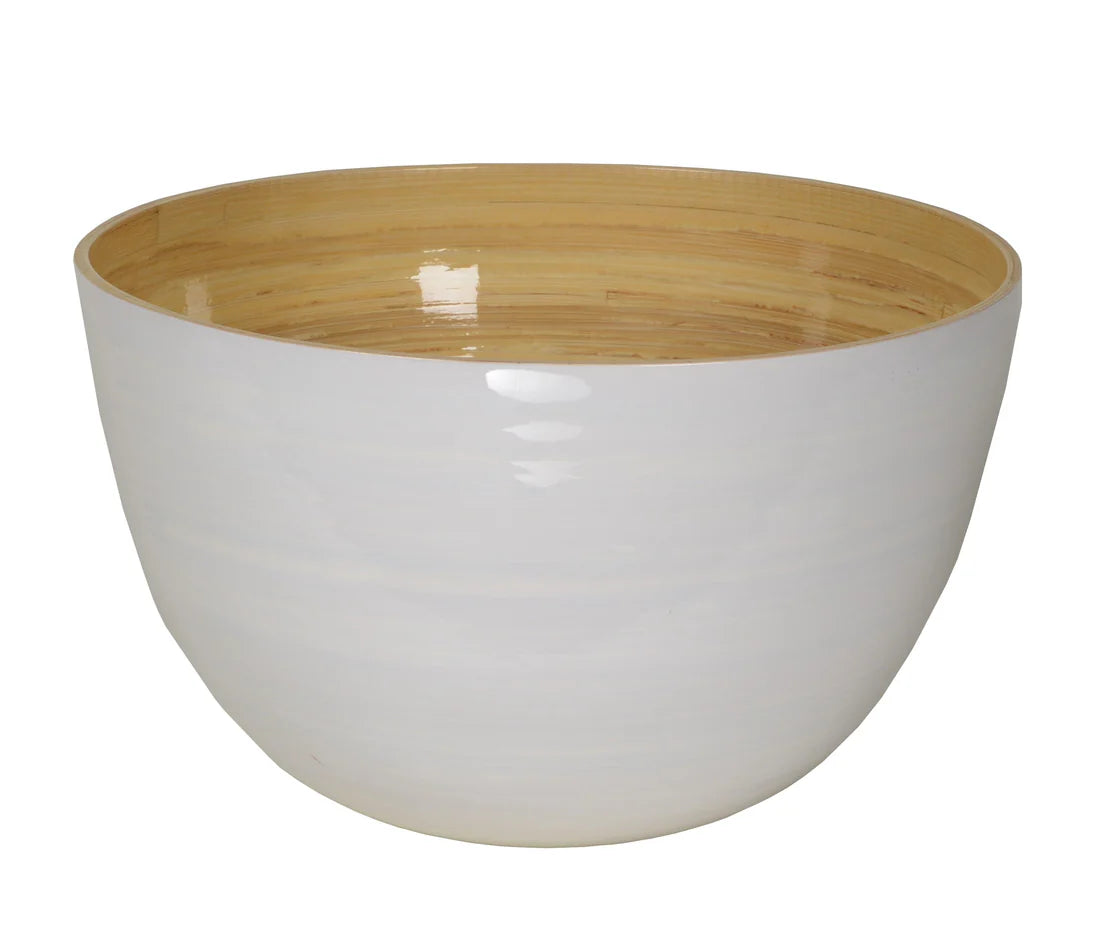 Bamboo Family Bowl 11.7" x 7" White & Natural