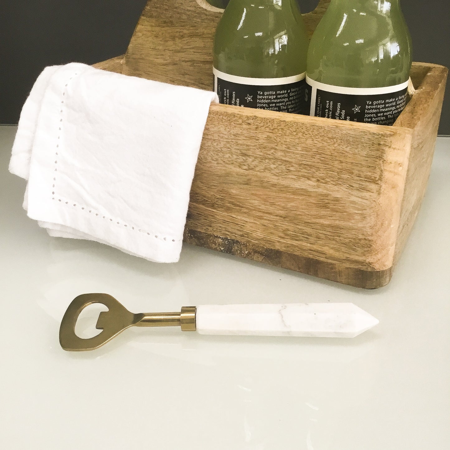 Bottle Opener Marble Handle