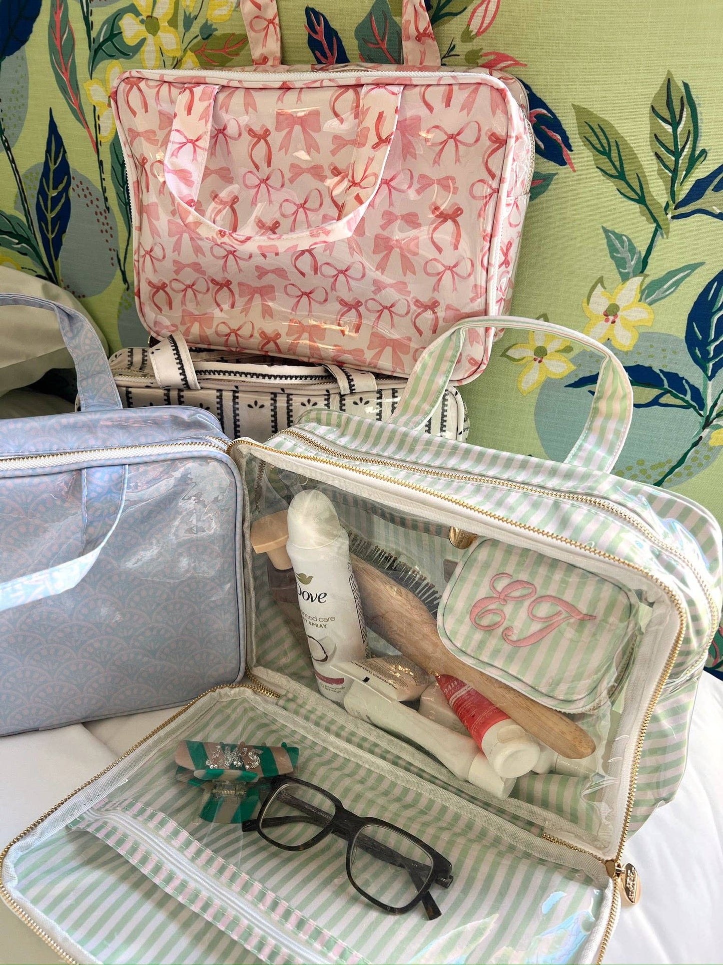 Sea Stripes Clear Coat Toiletry Case