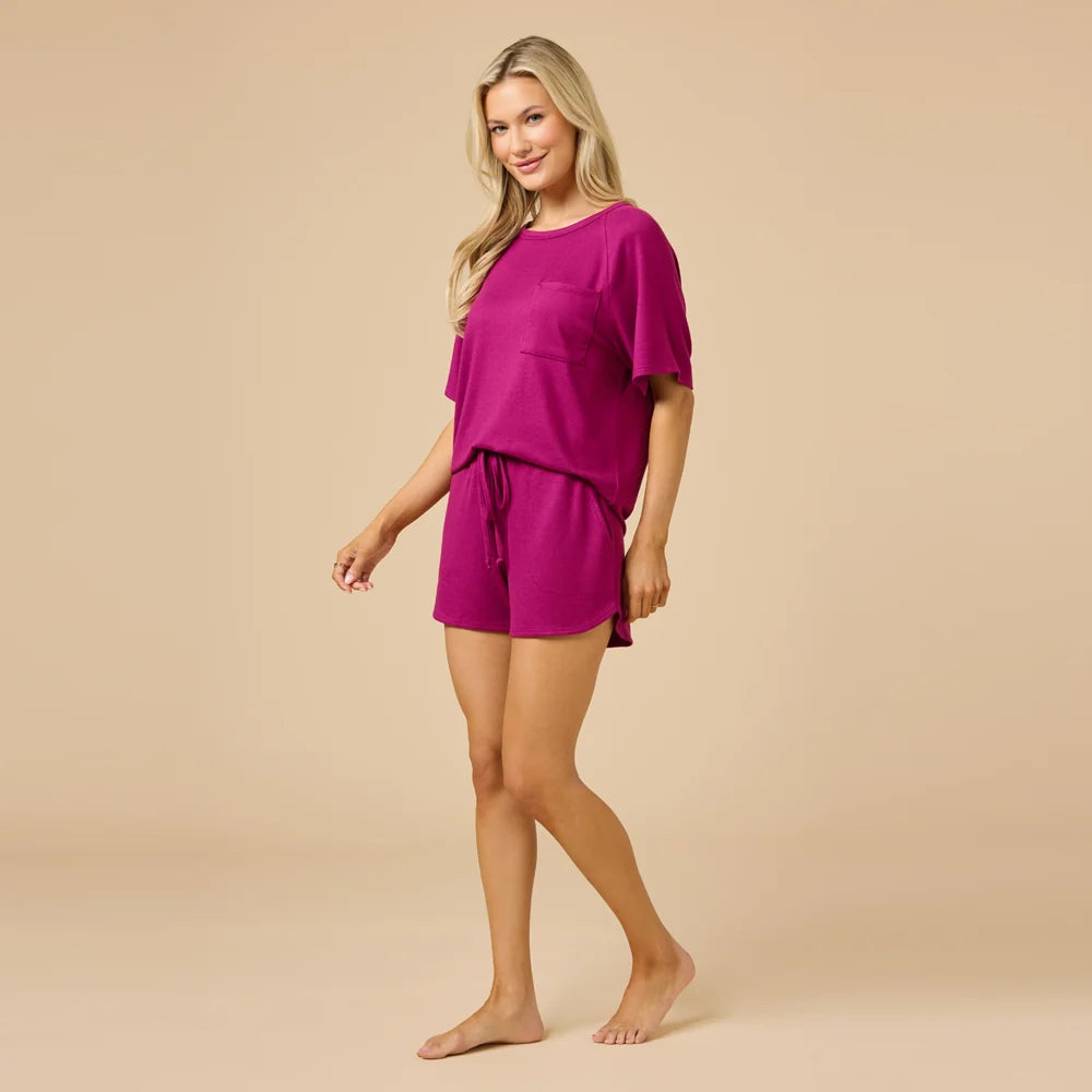 Dream Slouchy Tee & Shorts Set - Magenta