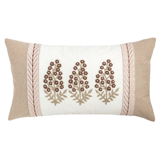 Lumbar Neutral Floral Trim Pillow