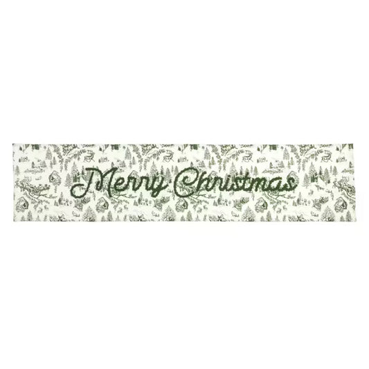 Green Christmas Toile Table Runner