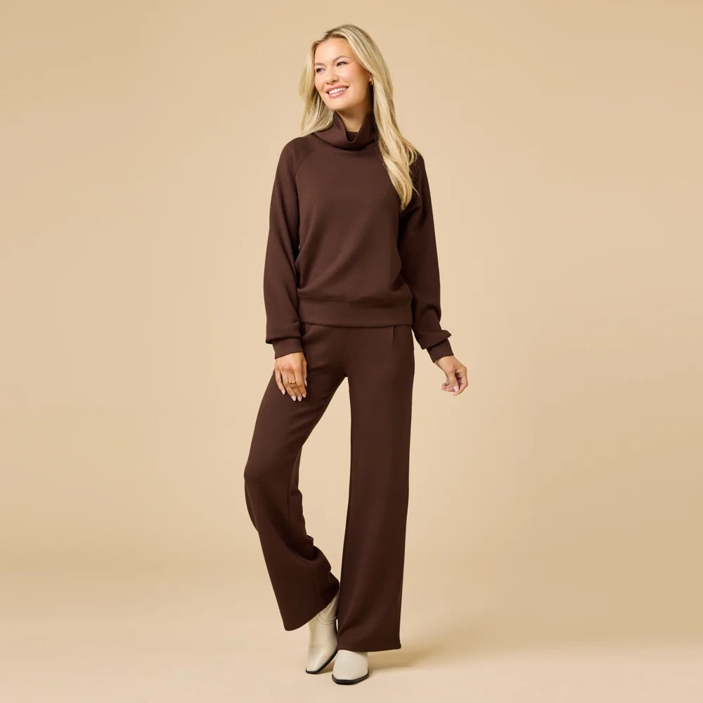 Dream Cowl Neck Lounge Set- Espresso