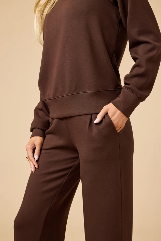 Dream Cowl Neck Lounge Set- Espresso