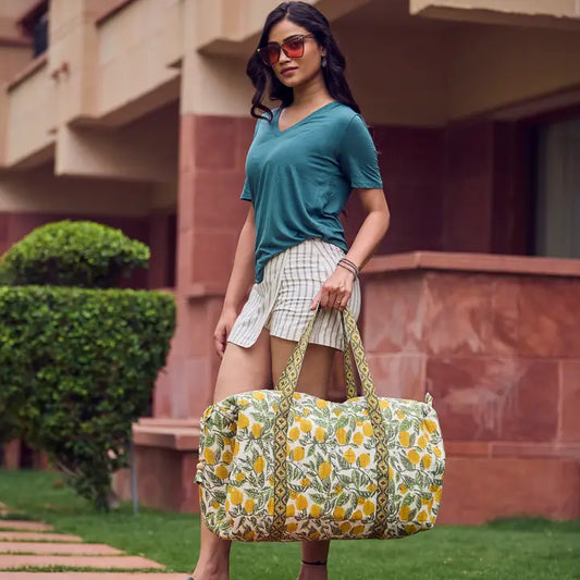 Xl Duffle Bag - Block Printed Organic Cotton