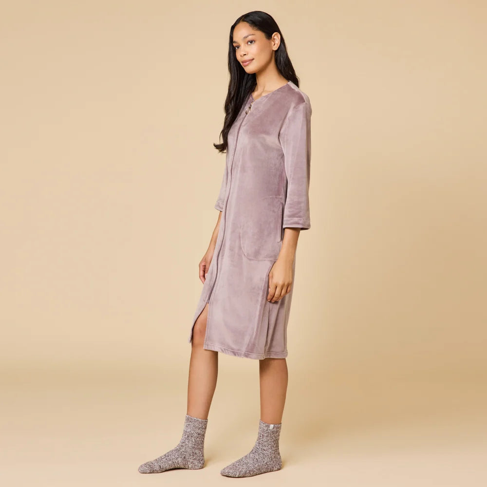 Serenity 42" 3/4 Sleeve Zip Robe Coco