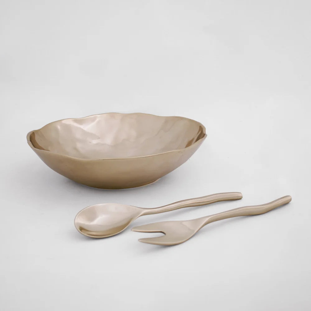 Sierra Modern Maia Small Salad Servers Shiny Gold