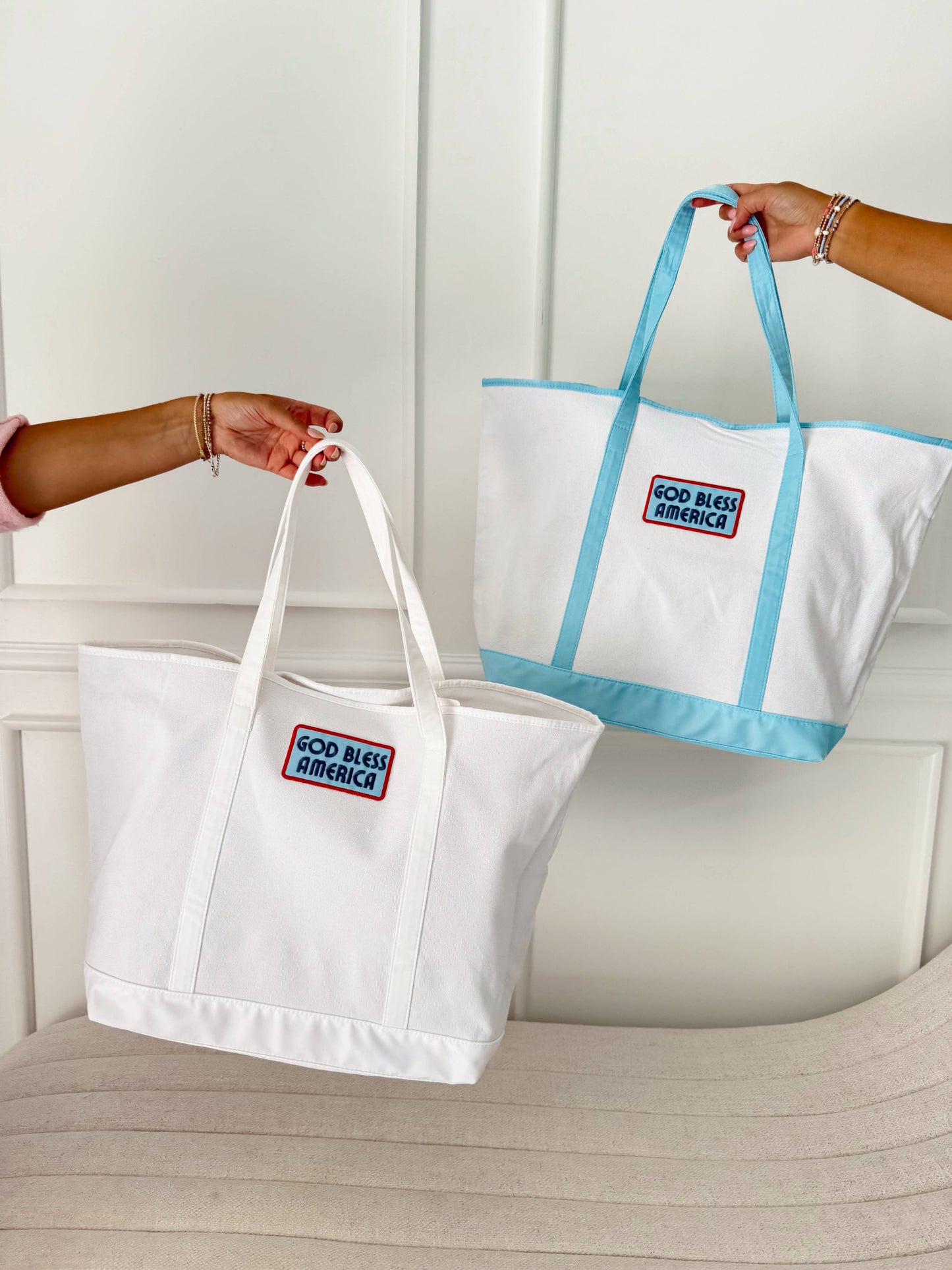 God Bless America White Canvas Tote