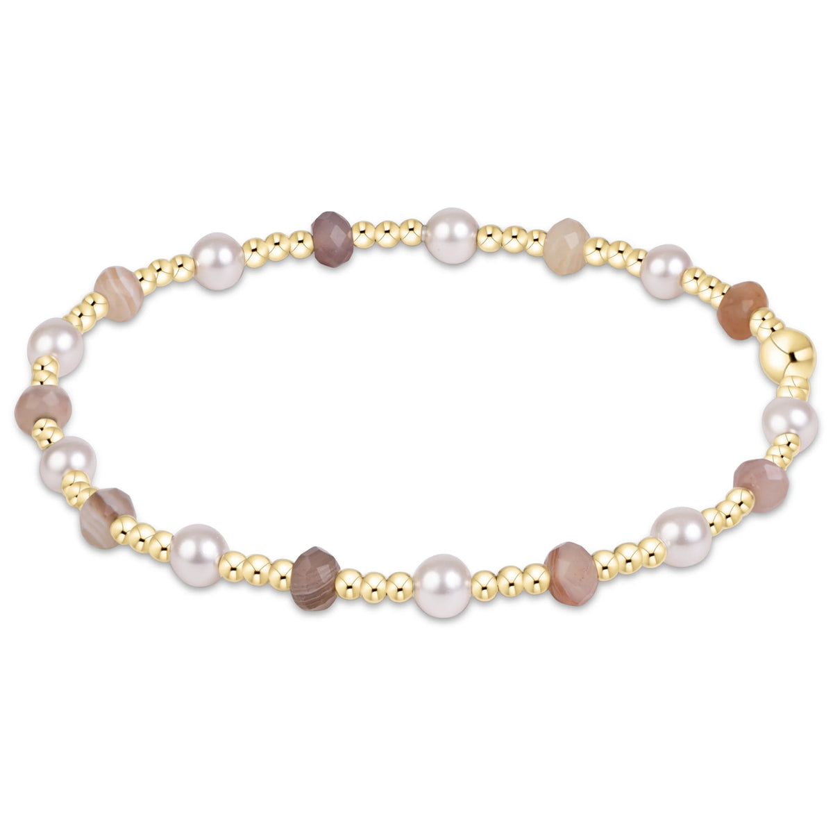 Sincerity Gemstone & Pearl 4mm Bracelet- Botswana Agate