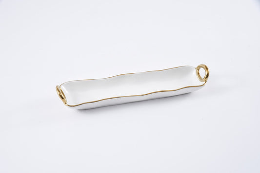 Cracker Tray - With Gold Handles