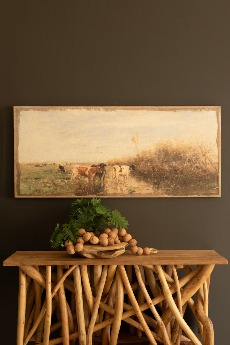 Field of Cows Painting on Burlap