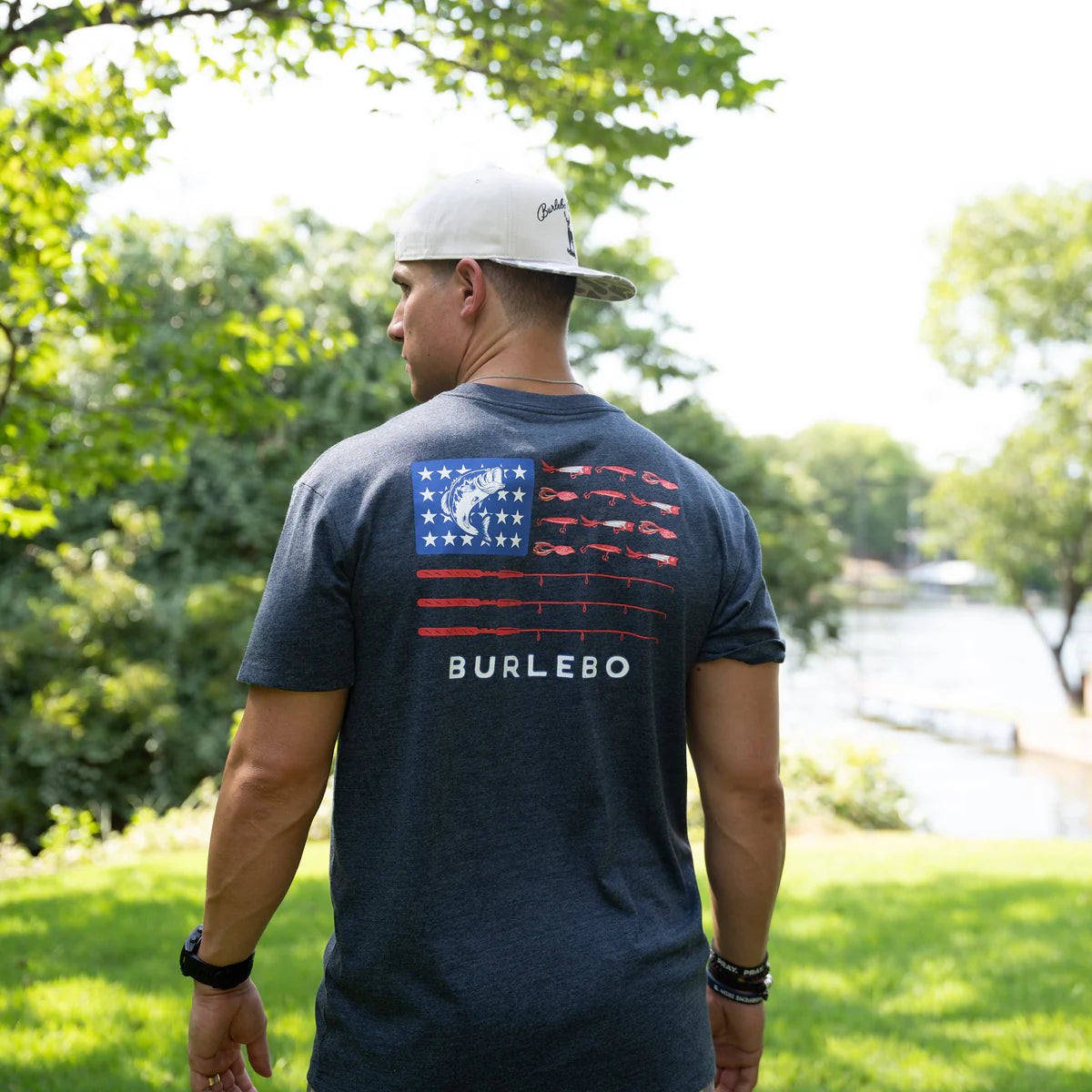 SS Tee - Fishing USA Heather Navy