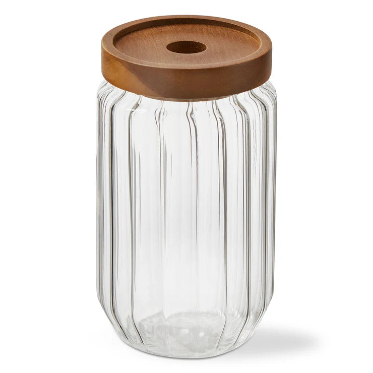 Ribbed Glass Canister Large