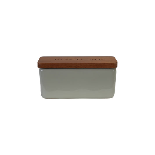 Stoneware Pinch Pot w/Wood Lid