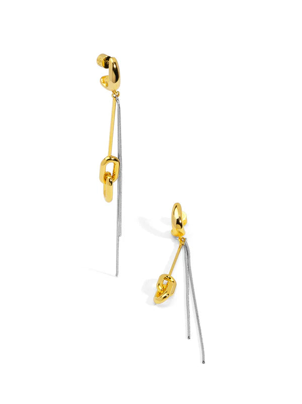Two tone Mixed Chain Drop Earrings