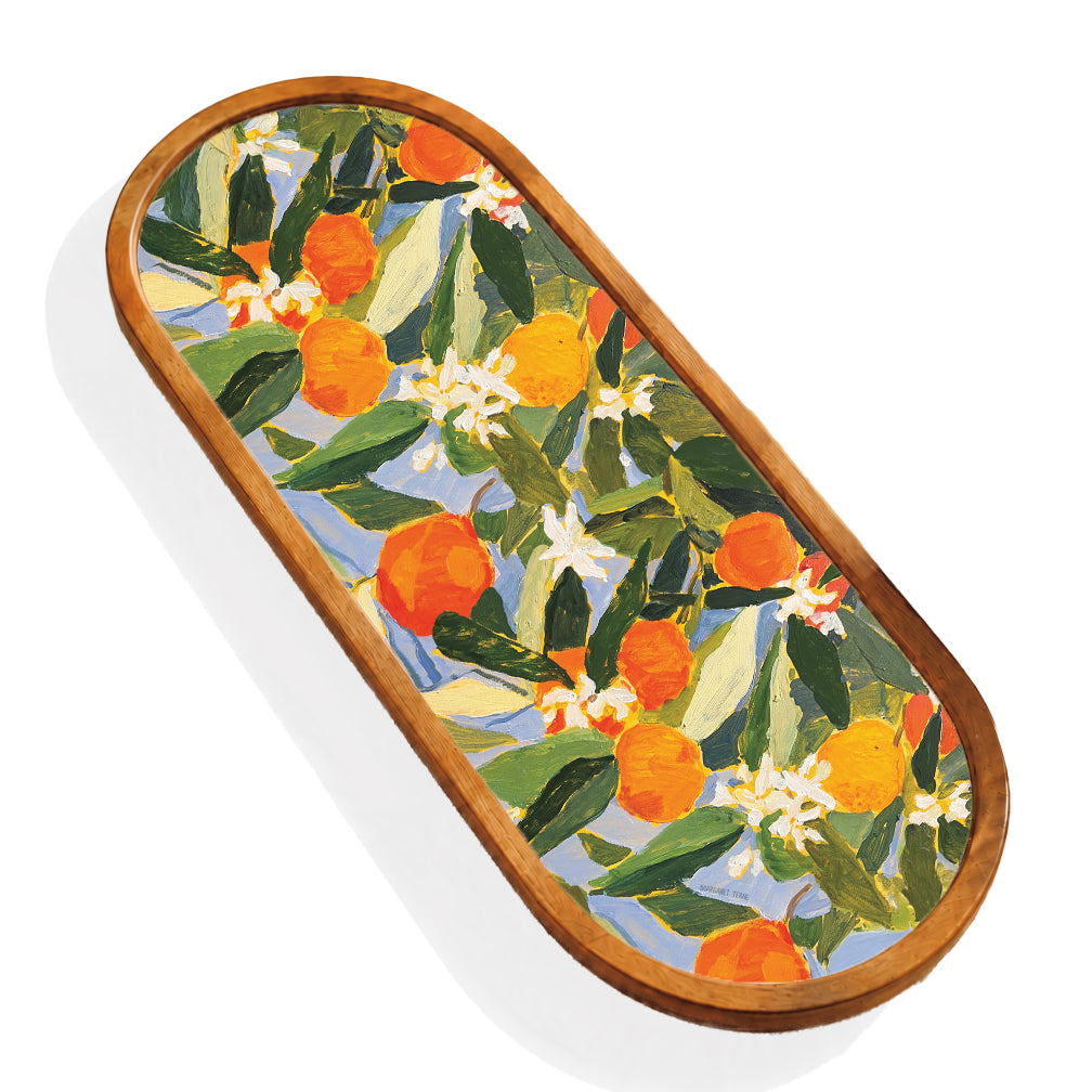 Sunny Oranges Wooden Bread Tray