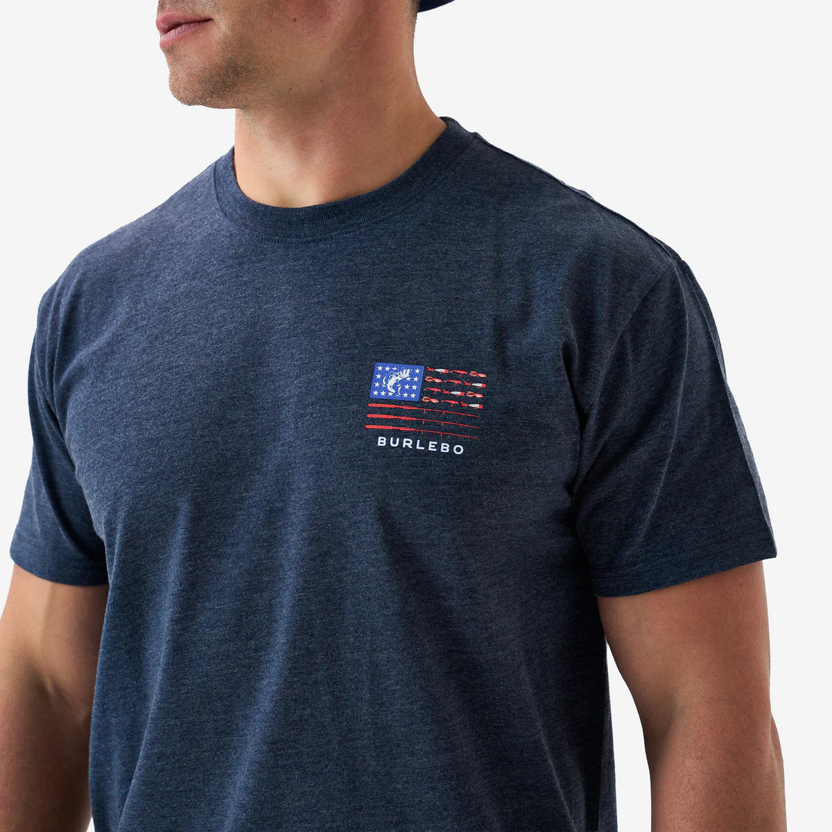 SS Tee - Fishing USA Heather Navy
