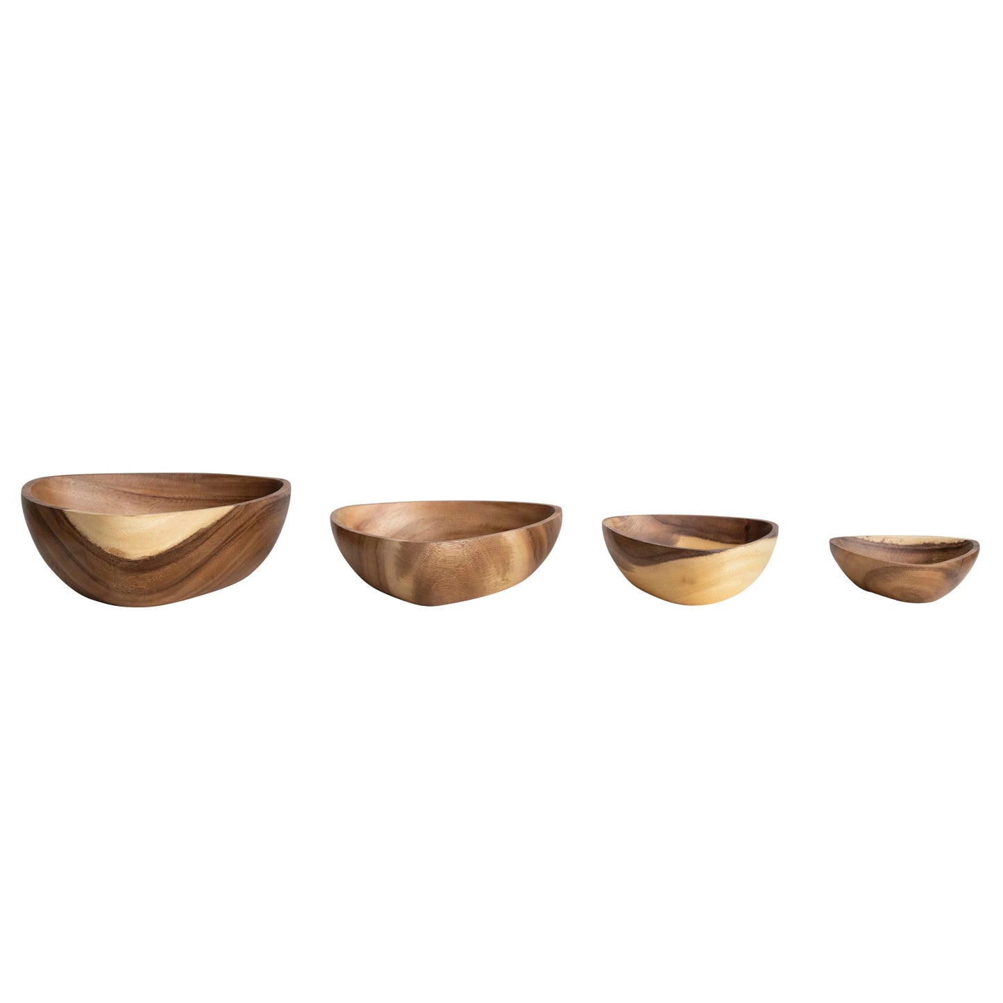 Acacia Wood Bowls, Natural, Set of 4