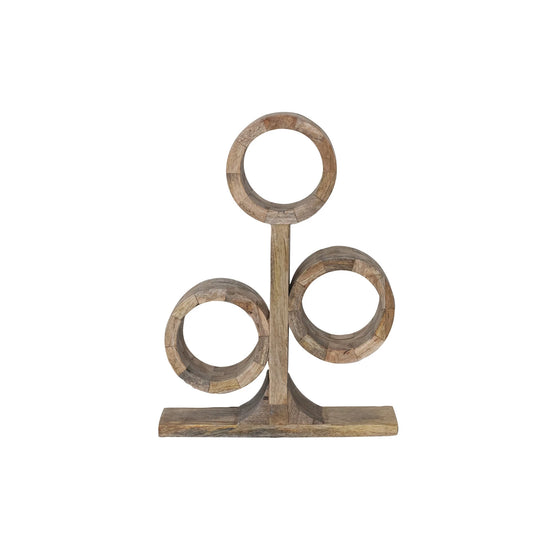 Mango Wood Circle Wine Rack, Natural (Holds 3 Bottles)