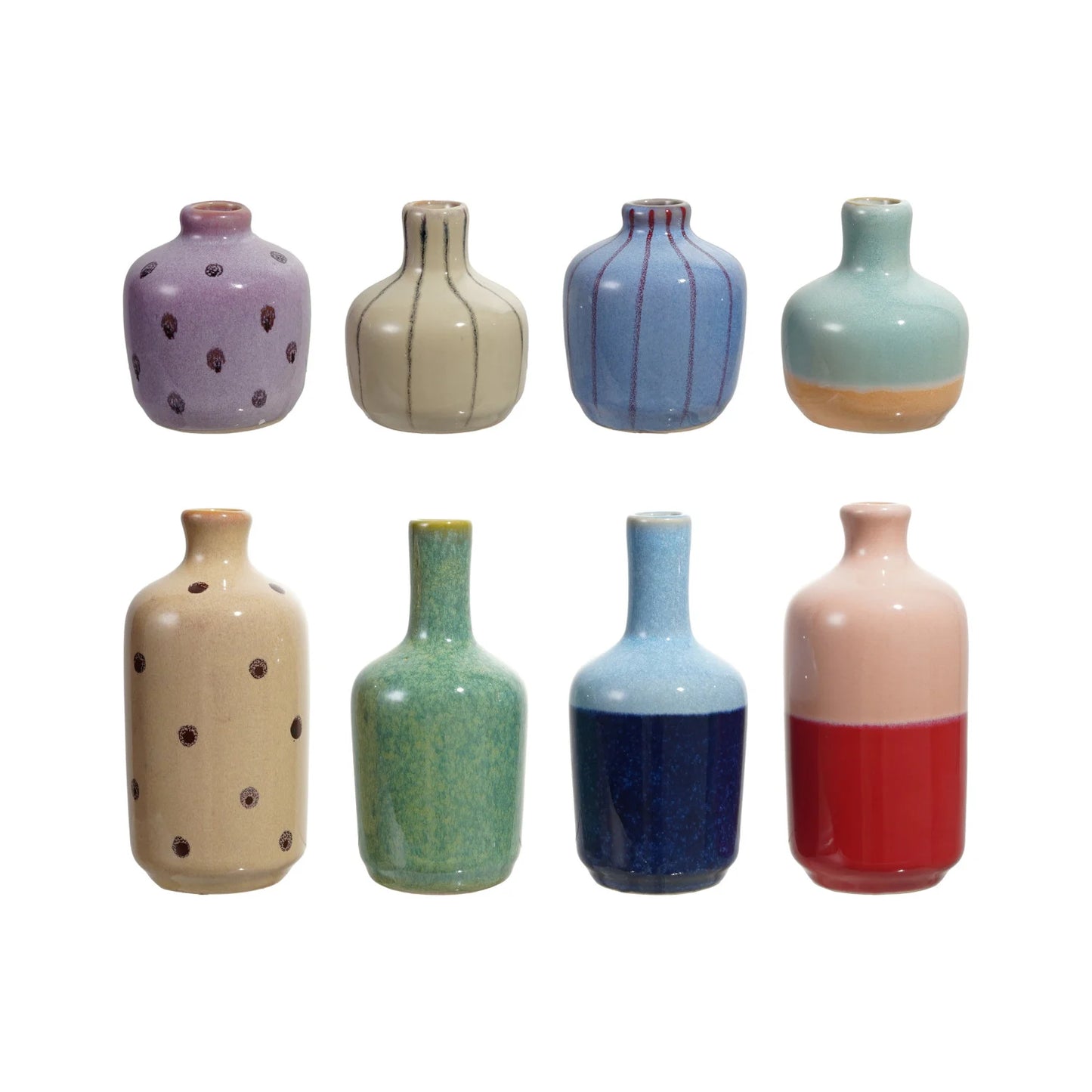 Hand-Painted Stoneware Vases Colored