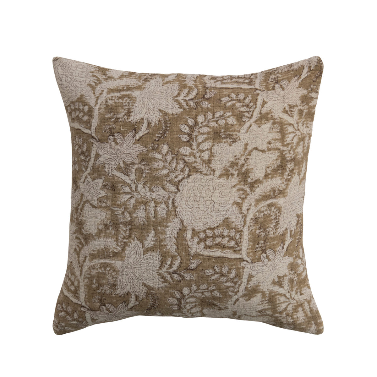 Cotton Double Cloth Block Printed Pillow with Floral Pattern