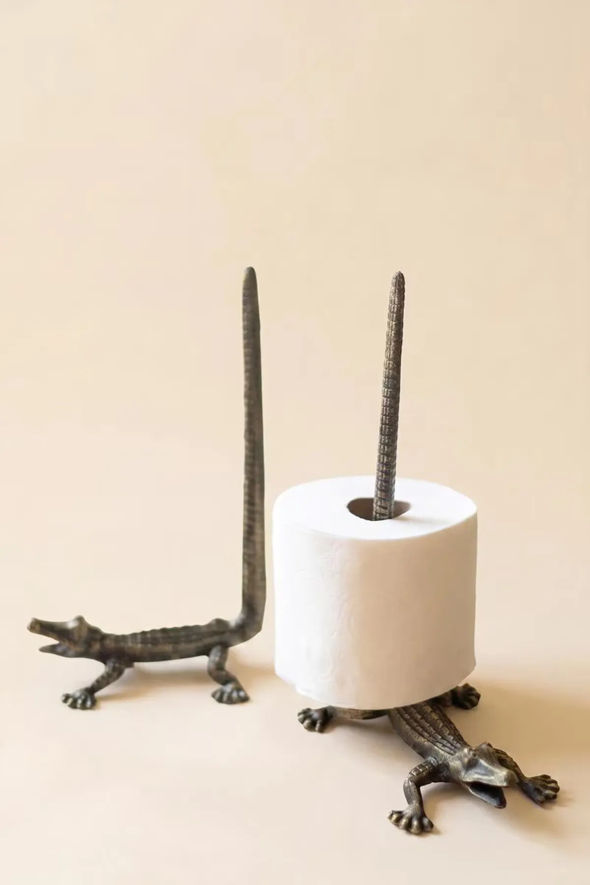 Cast Iron Crocodile Toilet Paper Holder