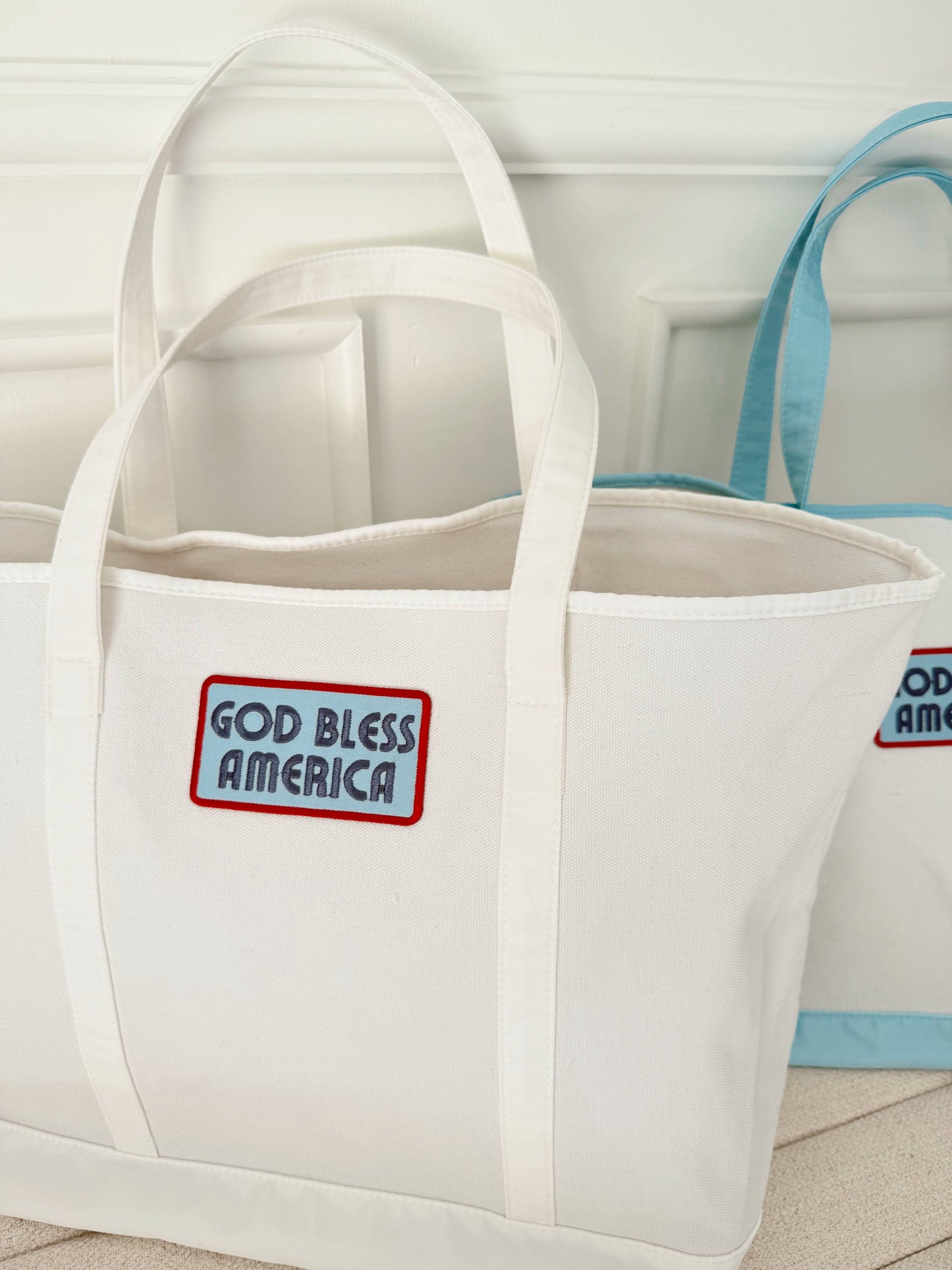 God Bless America White Canvas Tote