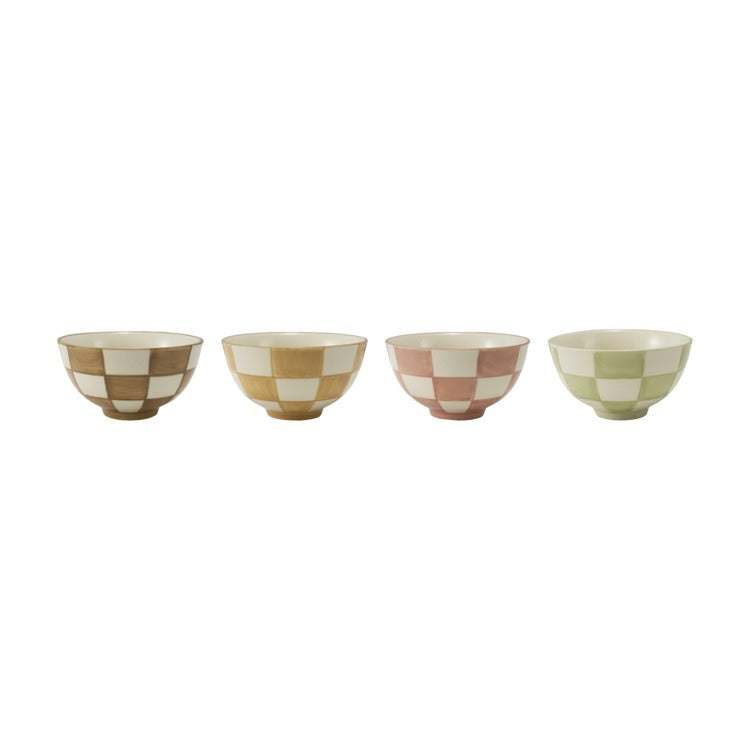 Small Checkered Stoneware Bowls