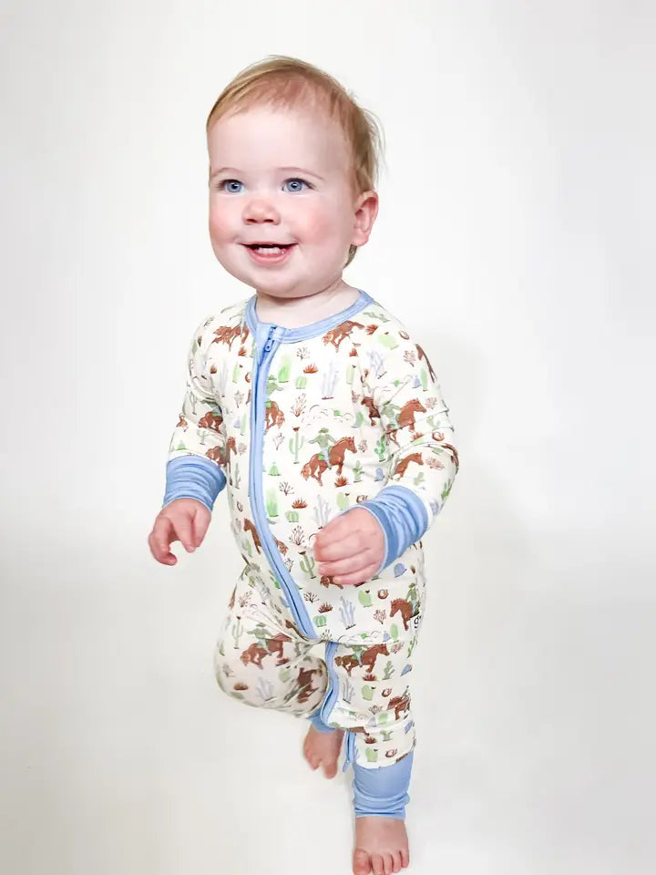 Saddle Up, Cowboy Toile - Ls Convertible Zip Pajama