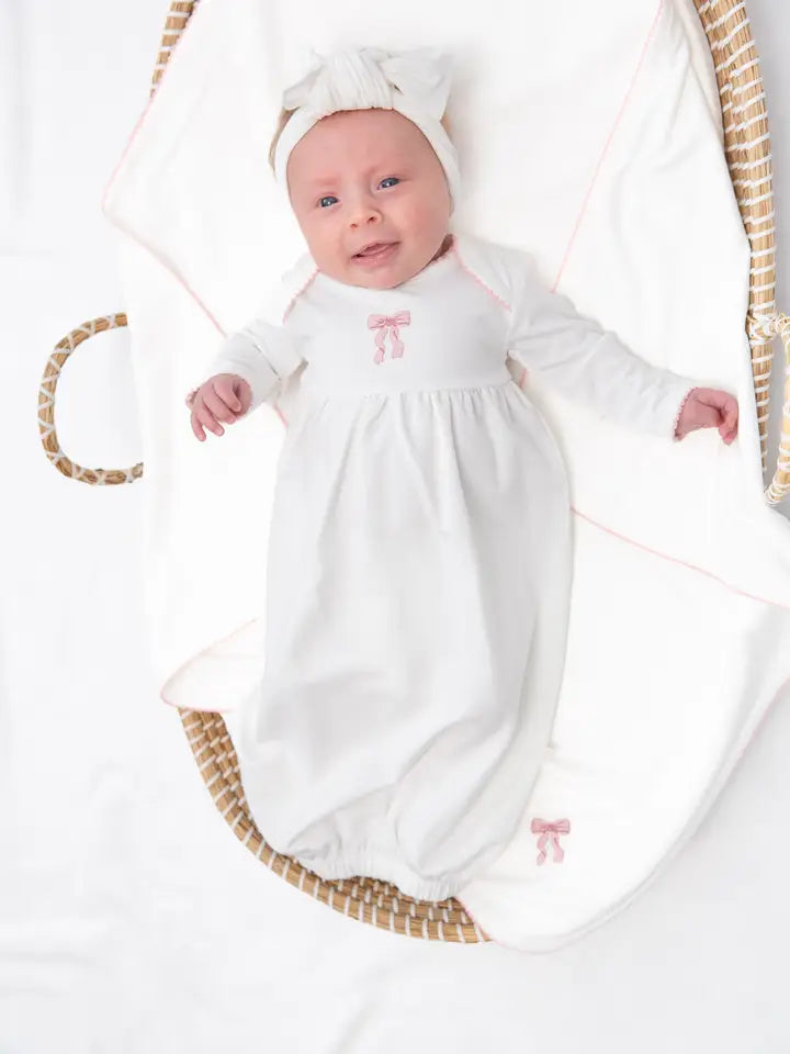 Bow - Pip Embroidered Gown- 3-6 Months