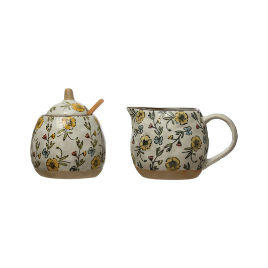 10 oz. Hand-Painted Stoneware Sugar Pot with Lid