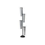 Metal Stand w/ (4) 6-1/4" Round x 20"H Removable Galvanized Metal Buckets, KD