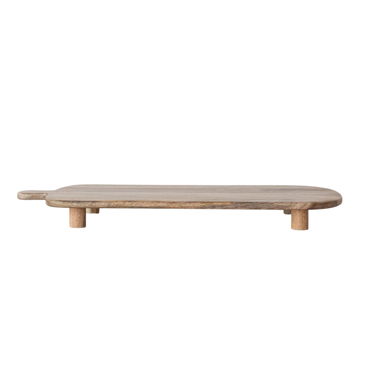 Mango Wood Footed Cheese/Serving Board with Handle, Natural