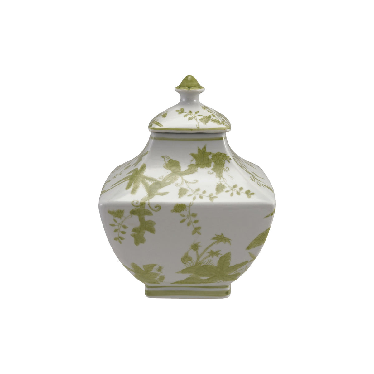 Hand-Painted Stoneware Jar with Botanicals