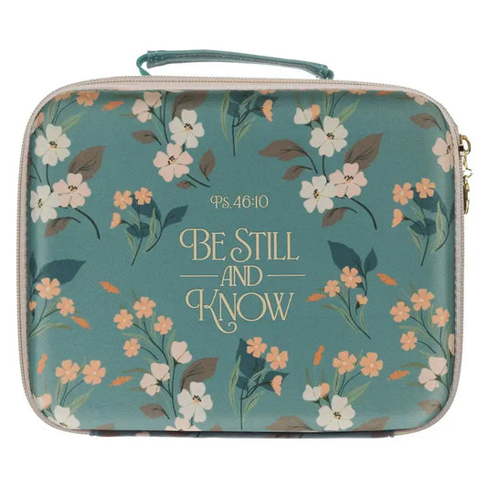 Bible Organizer Hardcover Green Floral Be Still