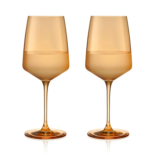 Reserve Nouveau Crystal Wine Glasses in Topaz